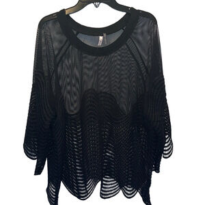 Mirror Image Black Sheer Knit Top, Plus Size 1X